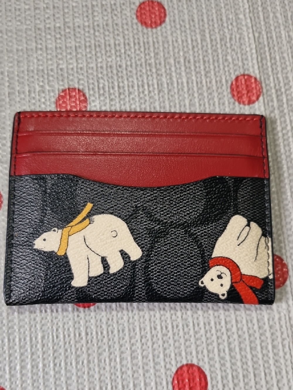 Coach Slim ID Card Case With Polar Bear Print